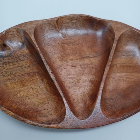 Alii Woods Honolulu Vintage Wood Tray Monkey Pod Wood 3 Sections - Picture 11 of 15